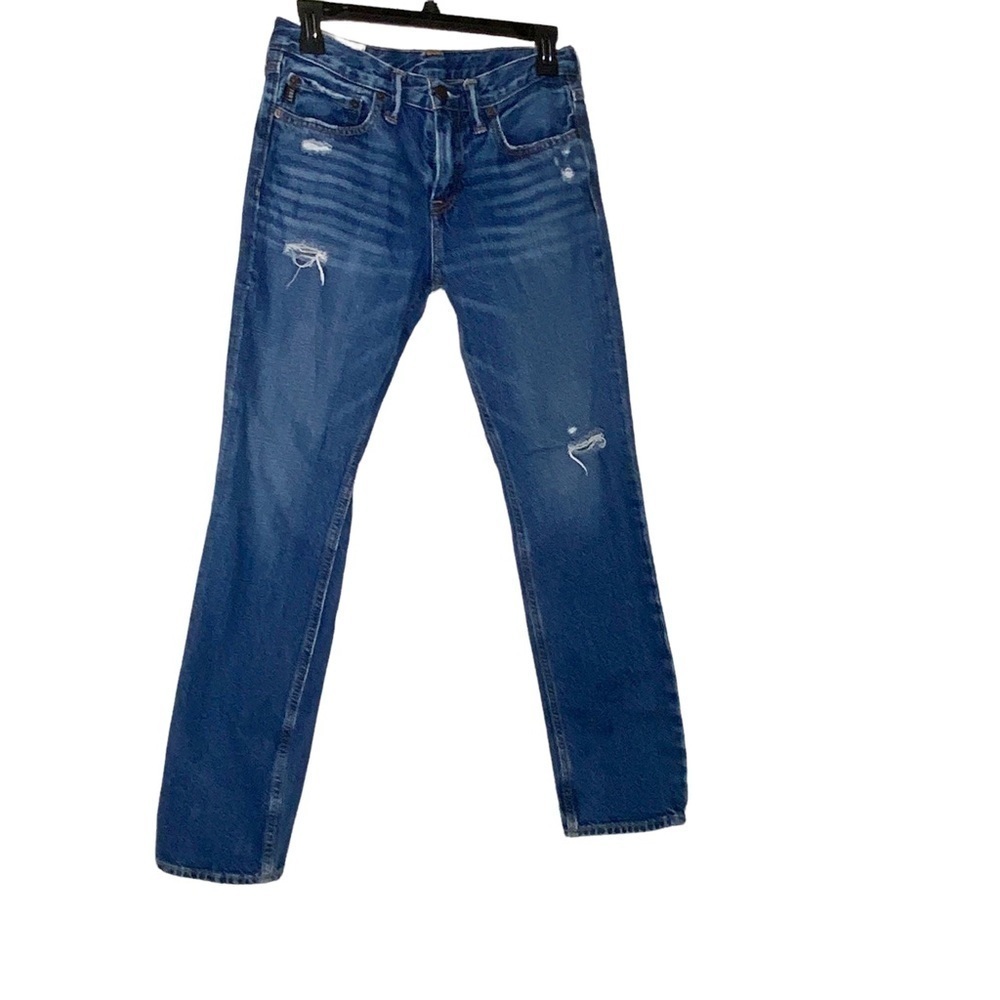 𝅺ABERCROMBIE kids medium wash skinny distressed jeans pants. Size 16